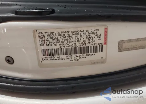 2003 Lexus Sc 430 из США, поврежденный, VIN JTHFN48Y430041909